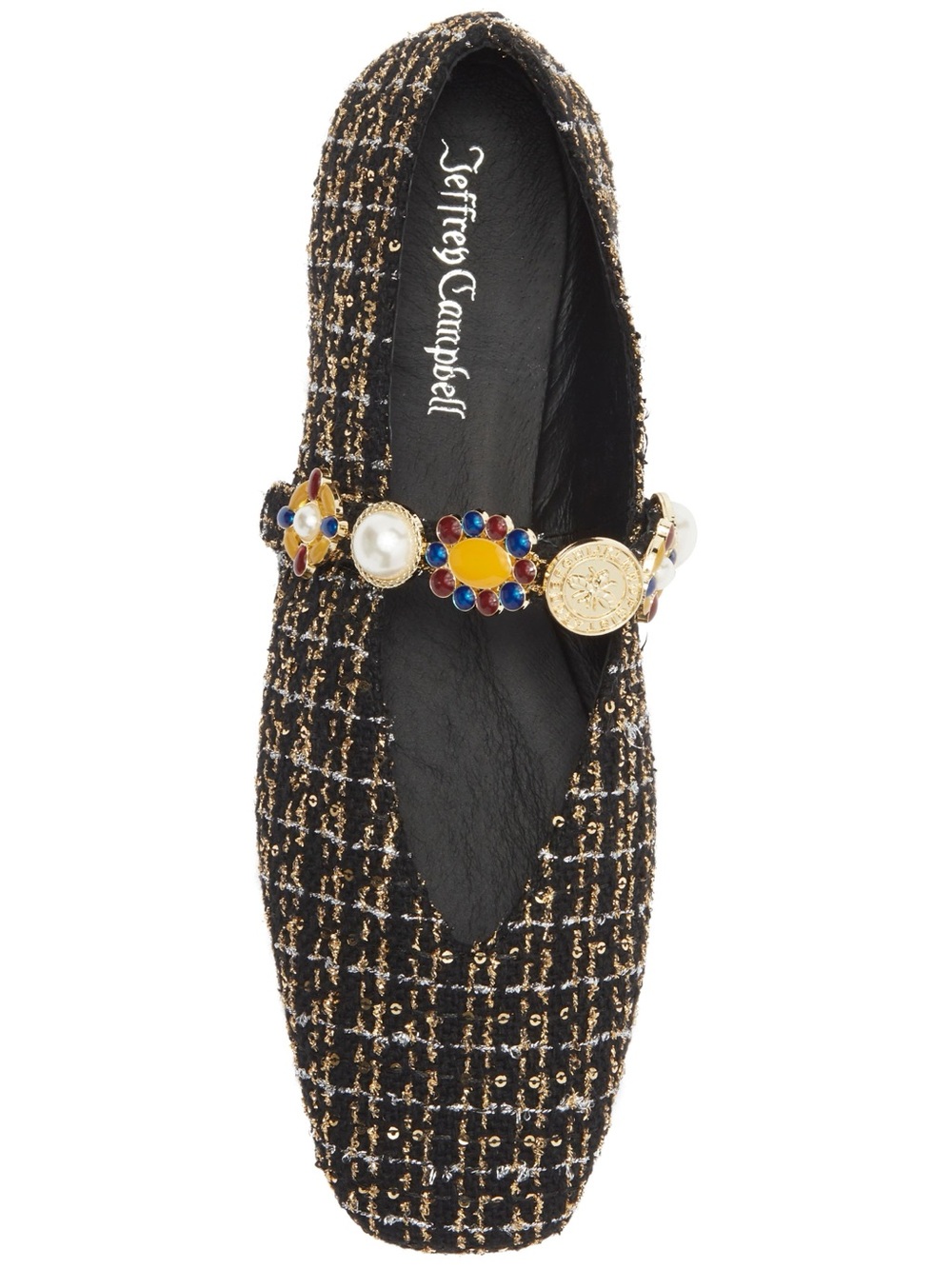 Jeffrey Campbell Black Tweed Mary Jane with Jeweled Strap - NWT - 9.5